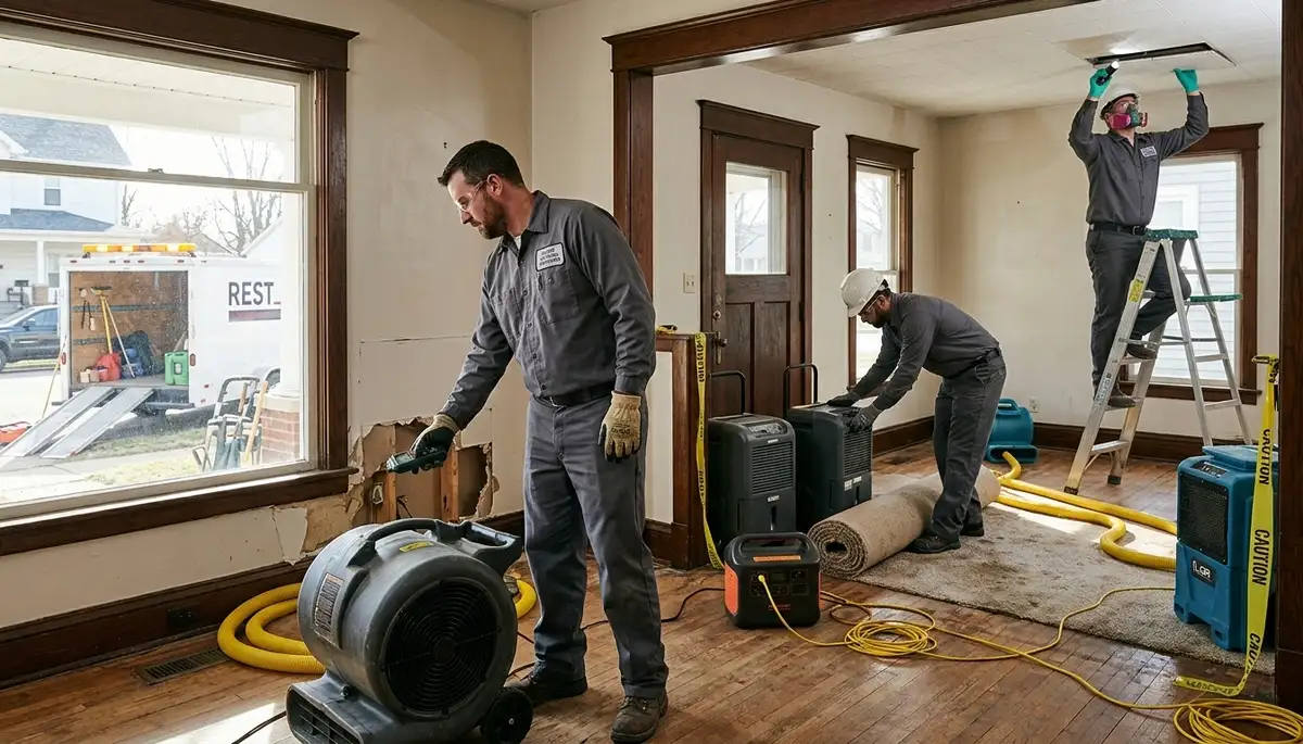 Water damage restoration team serving Toledo, OH at a local home or business